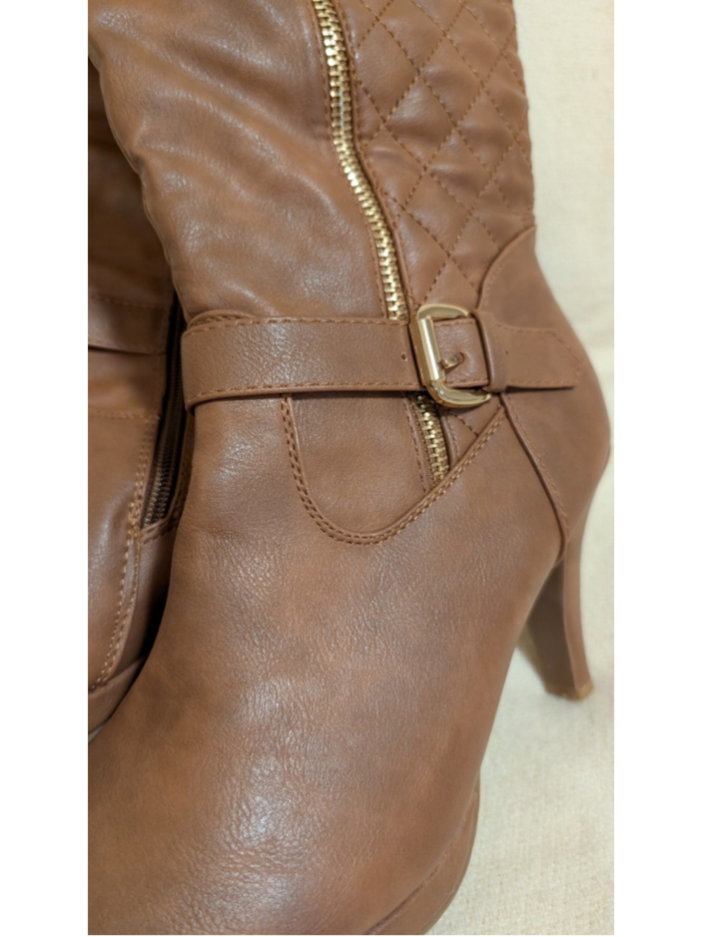 Top Moda Size 9 Women's Knee High Brown Stiletto Heeled Boots B112 - Picture 4 of 7